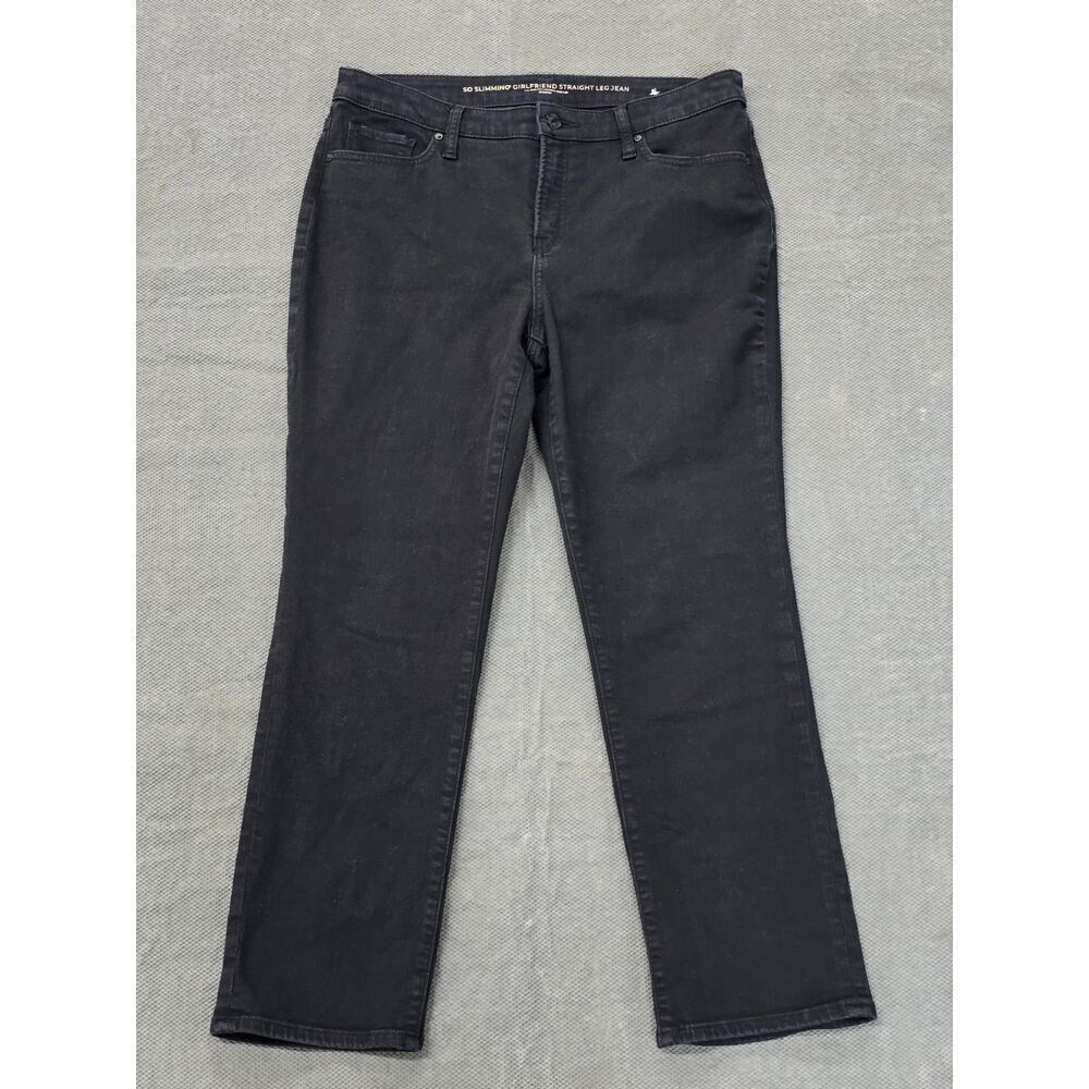 Chico's Black Denim So Slimming Girlfriend Straight Leg Jeans Women's Size 1.5 P